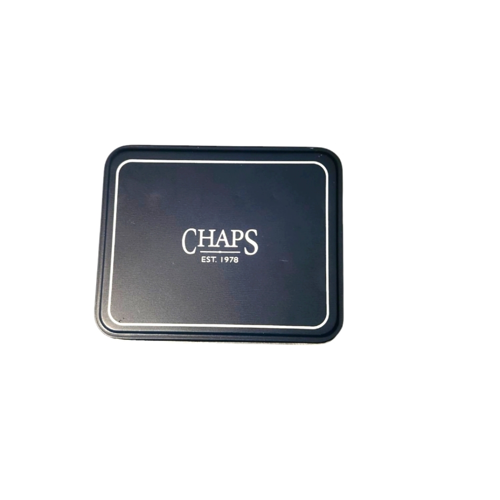 Chaps Blue and White Storage Tin